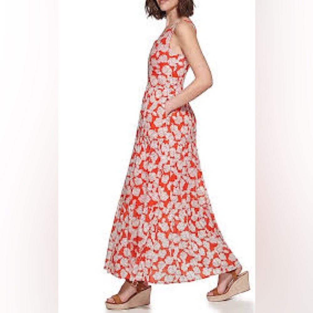 Orange and White Floral Dress